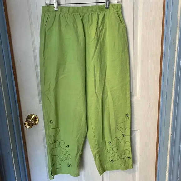 Denim & Co Linen Cotton Blend Matching Set Button Up Shirt and Pants Women's L - Picture 6 of 11